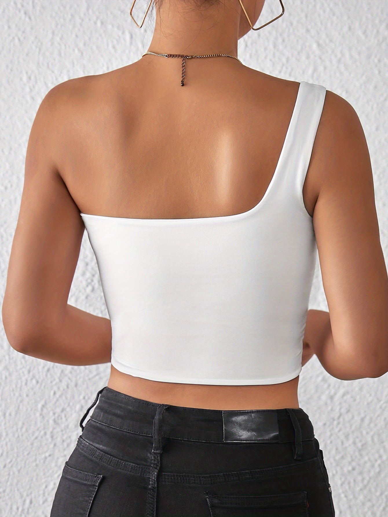 Stylish One-Shoulder Crop Top | Sexy Backless, Non-Sheer & High Stretch | Easy-Care Polyester for Chic All-Season Looks