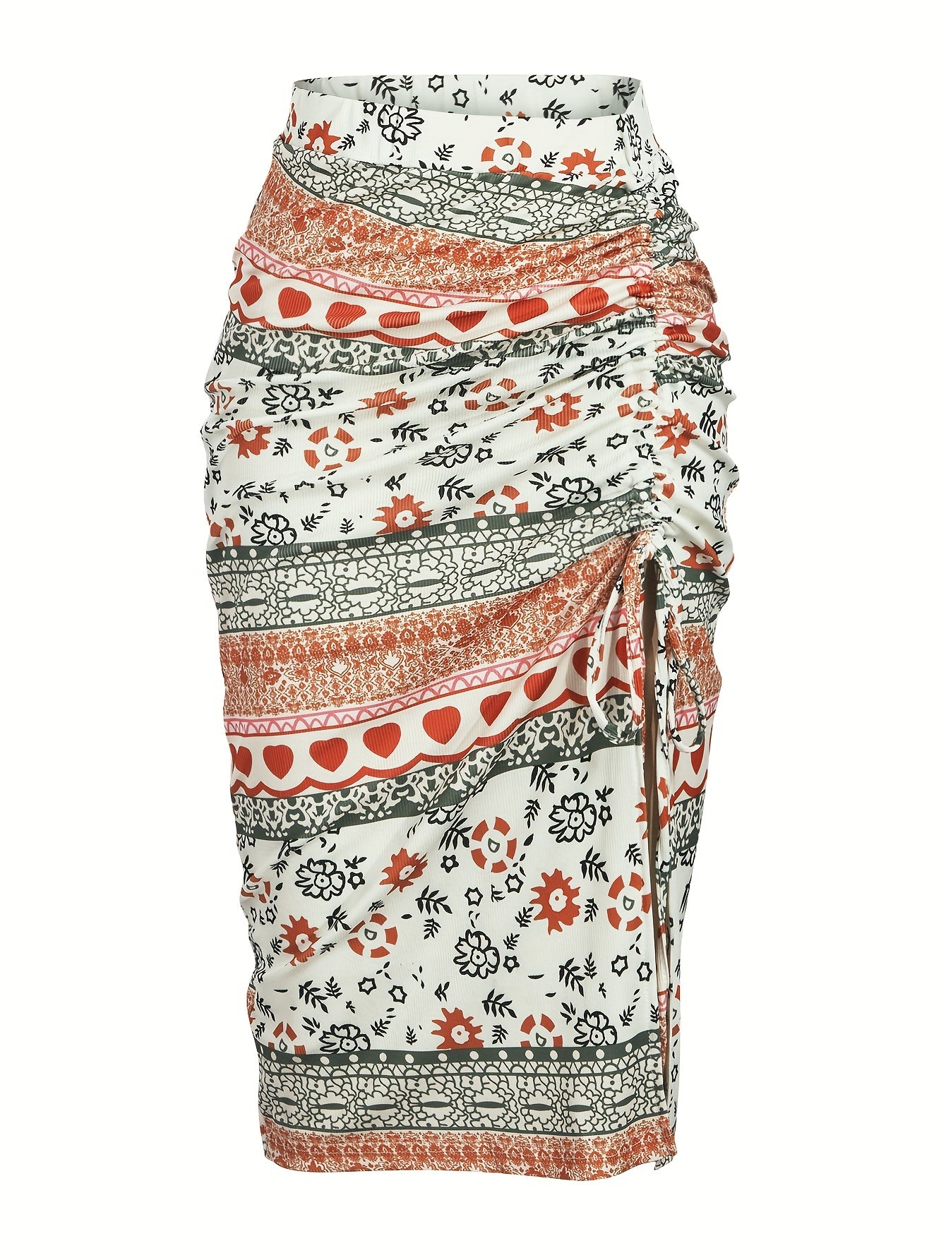 Chic Sleeveless Backless Crop Top & Floral Print Drawstring Split Dress Outfit - Effortlessly Stylish Casual Wear for Women