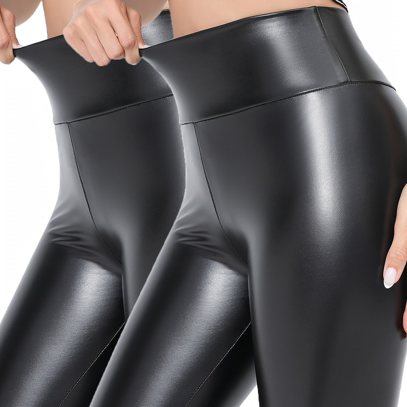 2pcs Women'S High-Waisted Leggings - Stretchy, Non-See-Through, Solid Black, All-Season Workout Pants for Fitness & Casual Wear, High Waisted Leggings, High Waisted Leg, Women Trouser, Women Sports Pants, Women Pants, Gym Clo