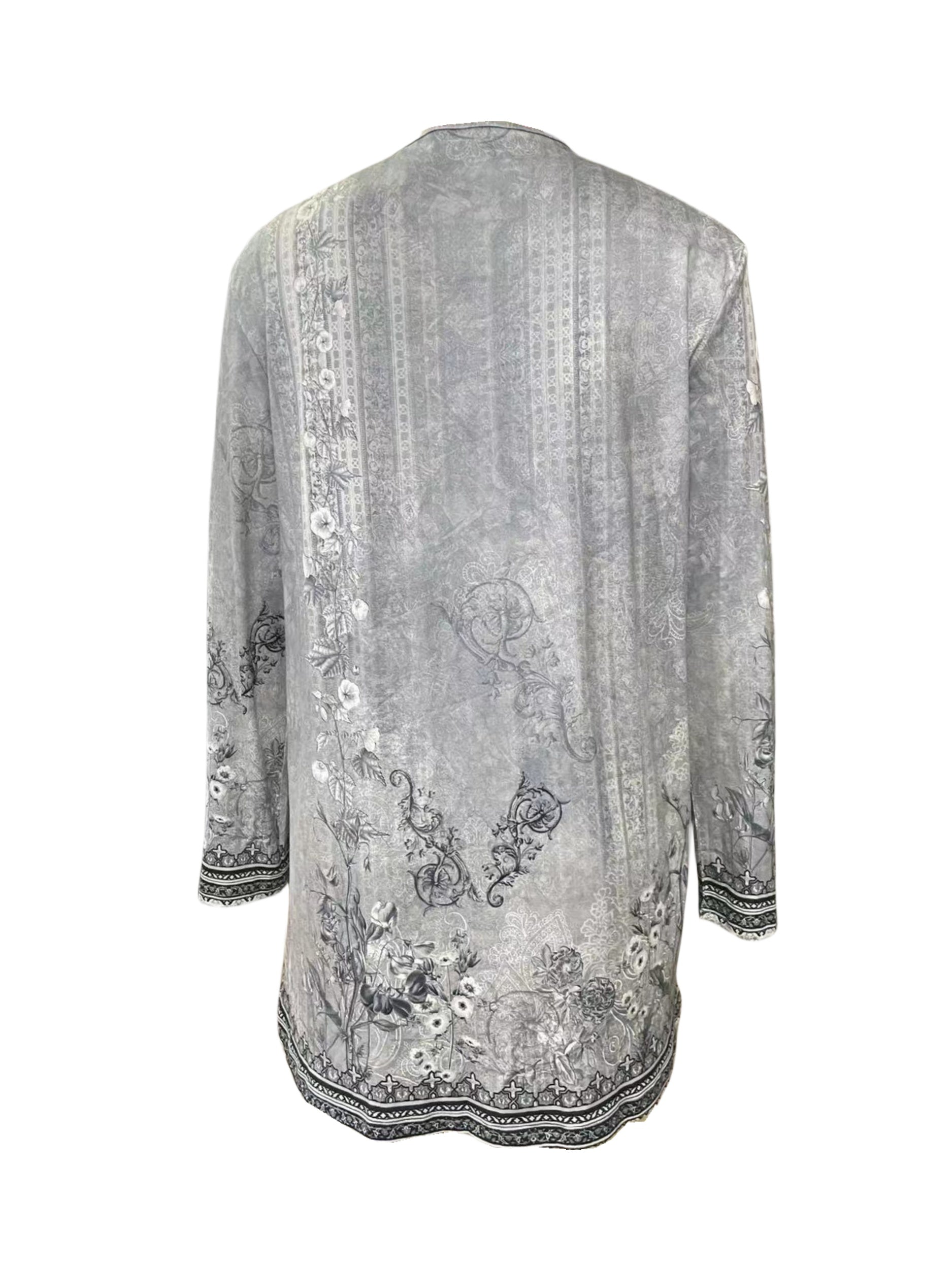 Spring And Autumn New Women Tops Floral Print Cardigan Casual Long-sleeved Thin Coat