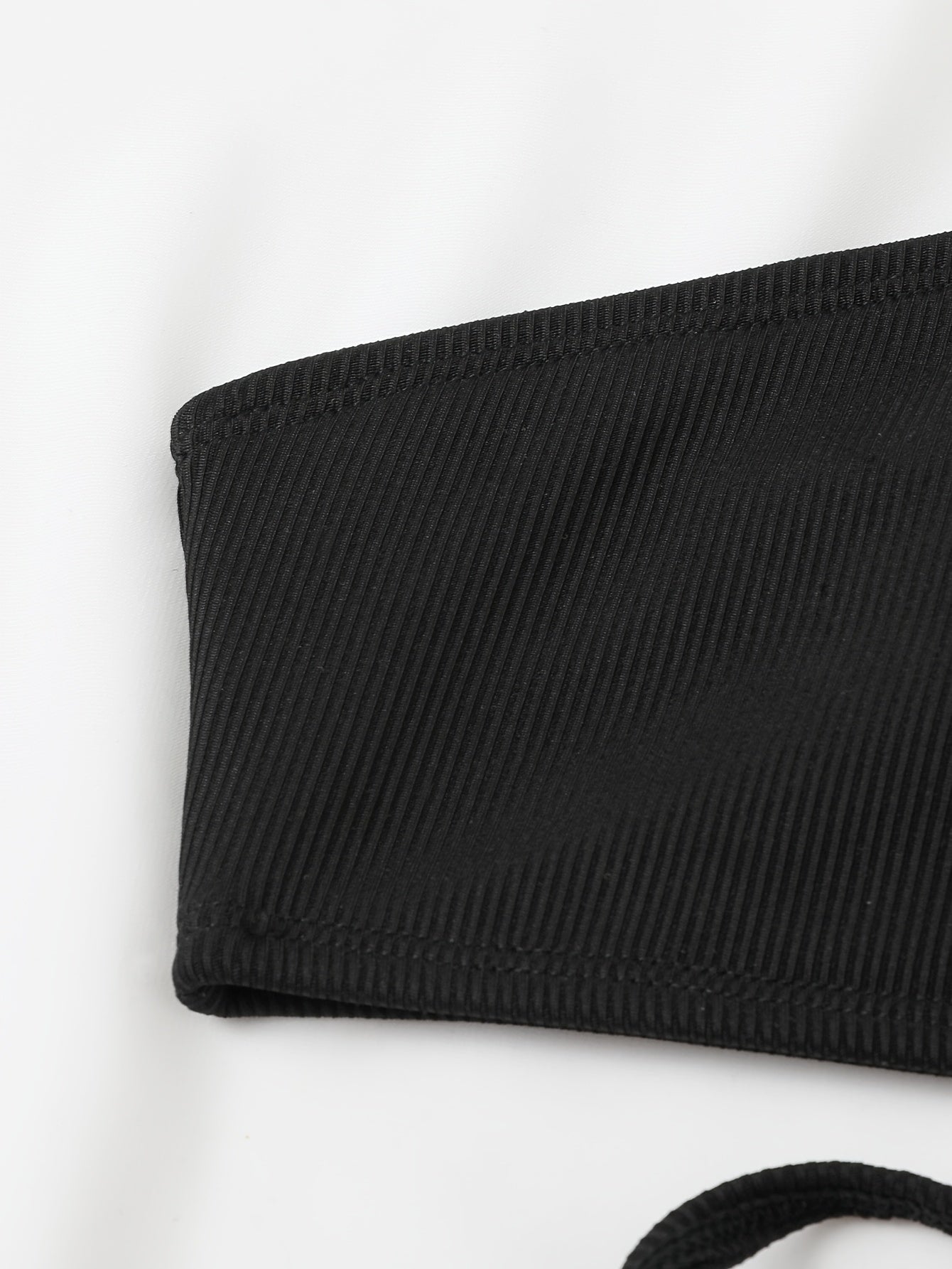 Women Neck Strapless Backless Bikini Swimsuit Set Solid Color Waist Long Rope 1 Piece Swimsuits For Women Shorts