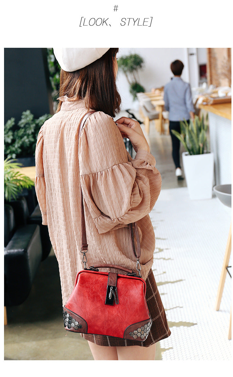 Women's Shoulder Bag Women's Handbag Fashion Purse Vintage Leather Bag Large Capacity Handbag Inclined Shoulder Bag Mom's Bag