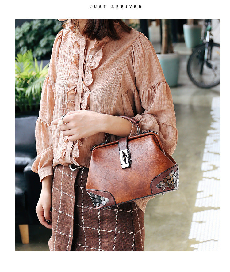 Women's Shoulder Bag Women's Handbag Fashion Purse Vintage Leather Bag Large Capacity Handbag Inclined Shoulder Bag Mom's Bag