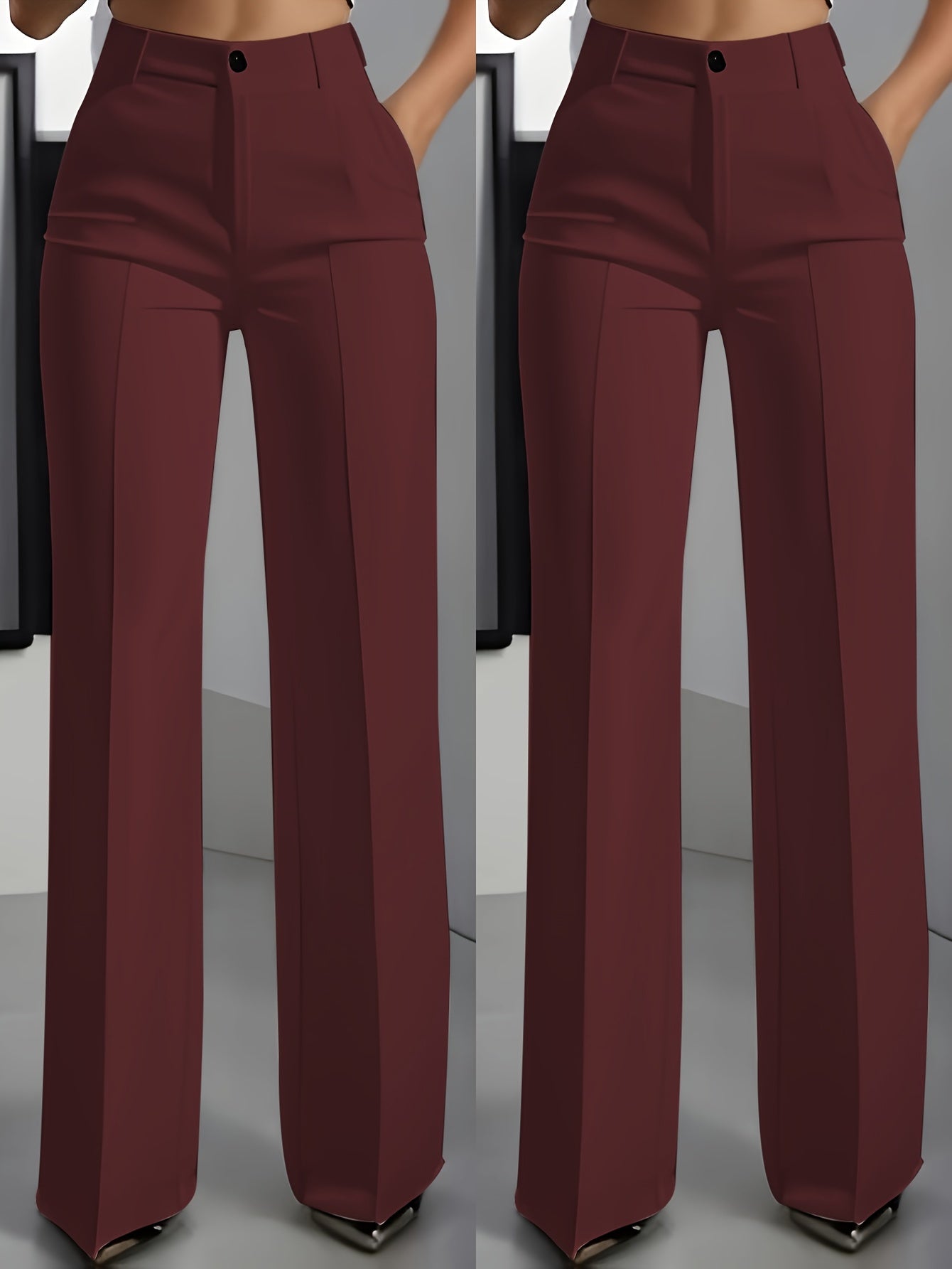 Women'S Elegant White Pants - Formal and Casual, Button Closure, Non-Stretch Fabric, Suitable for Office, Party, Casual Attire - Professional High-Waisted Trousers, Classic Design, Exquisite Tailoring, Essential Fashion Botto