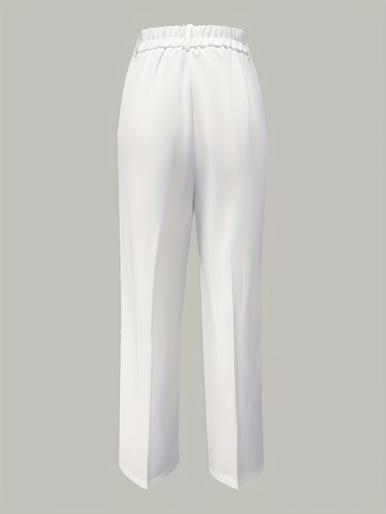 Women'S Elegant White Pants - Formal and Casual, Button Closure, Non-Stretch Fabric, Suitable for Office, Party, Casual Attire - Professional High-Waisted Trousers, Classic Design, Exquisite Tailoring, Essential Fashion Botto