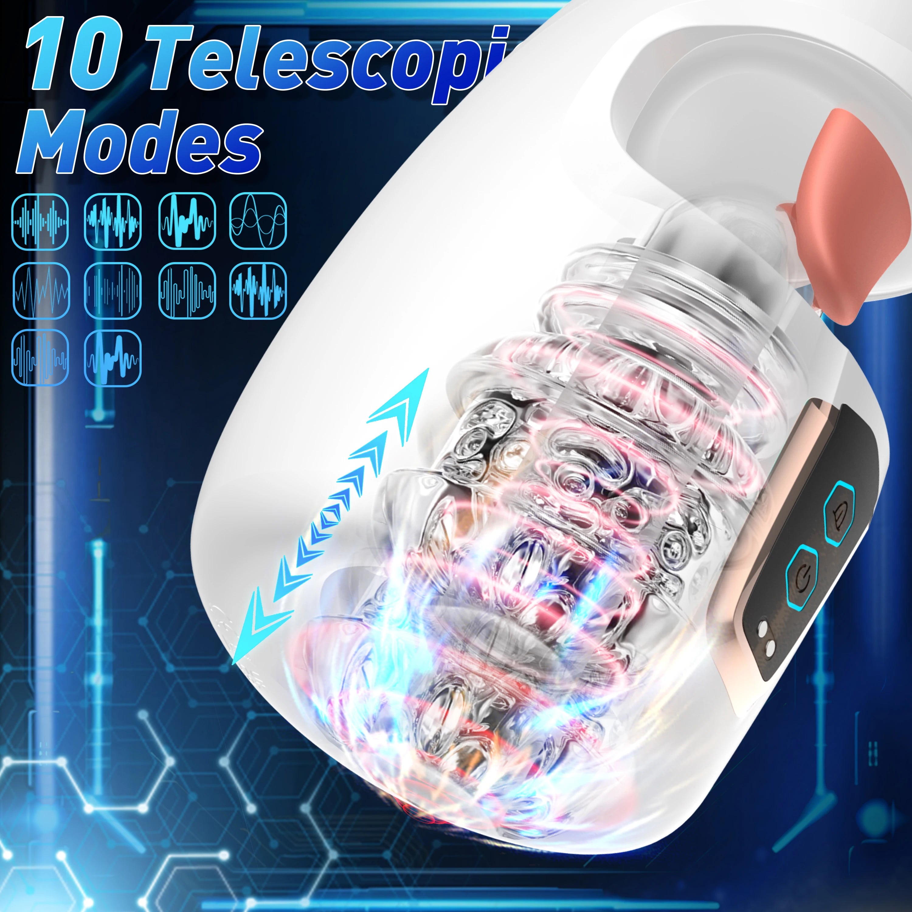 Adult Toys 3-in-1 Male Electric Masturbator 10 Vibration Modes & 10 Licking Patterns Oral Sex Tool Sex Toy Adult Product