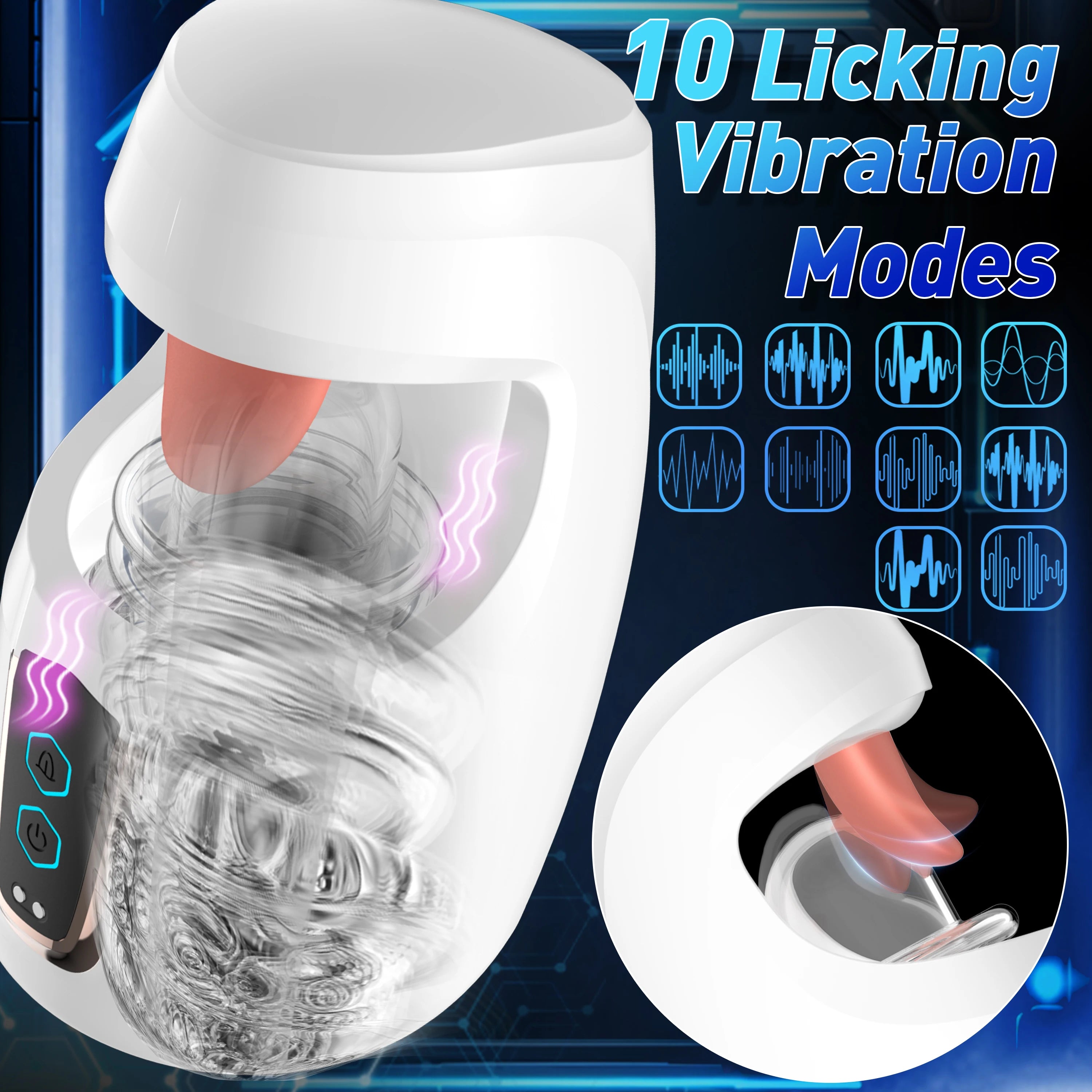 Adult Toys 3-in-1 Male Electric Masturbator 10 Vibration Modes & 10 Licking Patterns Oral Sex Tool Sex Toy Adult Product