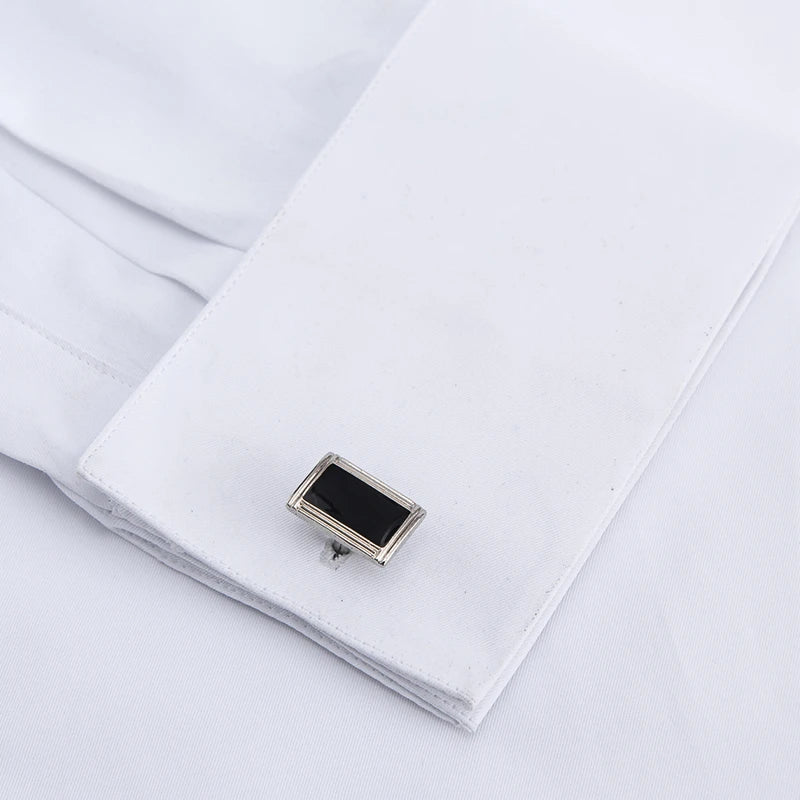 Lynett Lamar Men's French Cuff Tuxedo Dress Shirt — Covered Placket Long Sleeve with Cufflinks