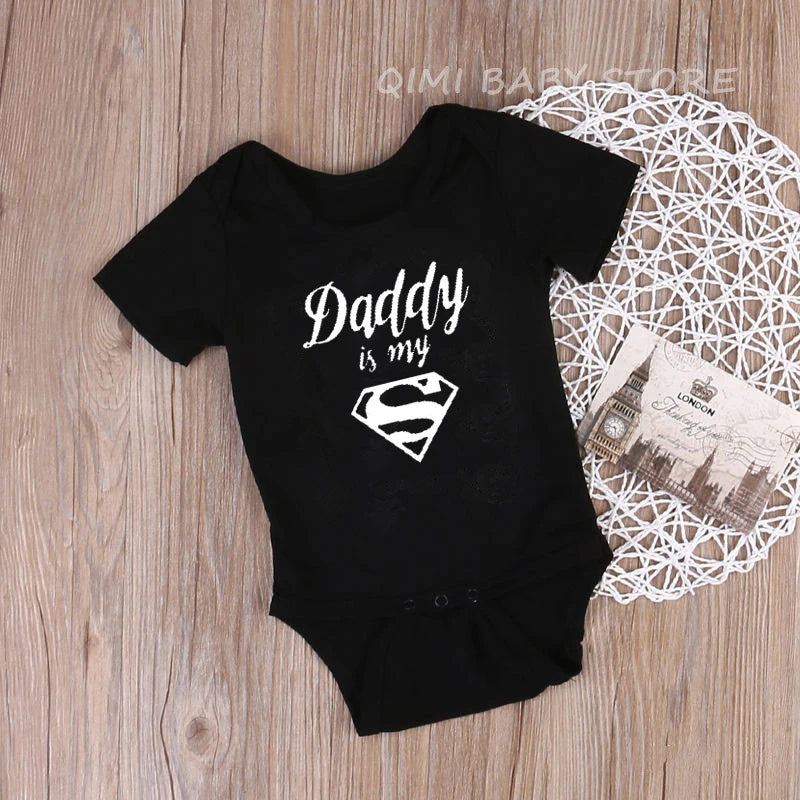 Baby Rompers Newborn Baby Boys Girls Clothes Daddy Is My Hero Funny Print Infant Baby Jumpsuit Cute Casual Baby Sleepwear 0-18M
