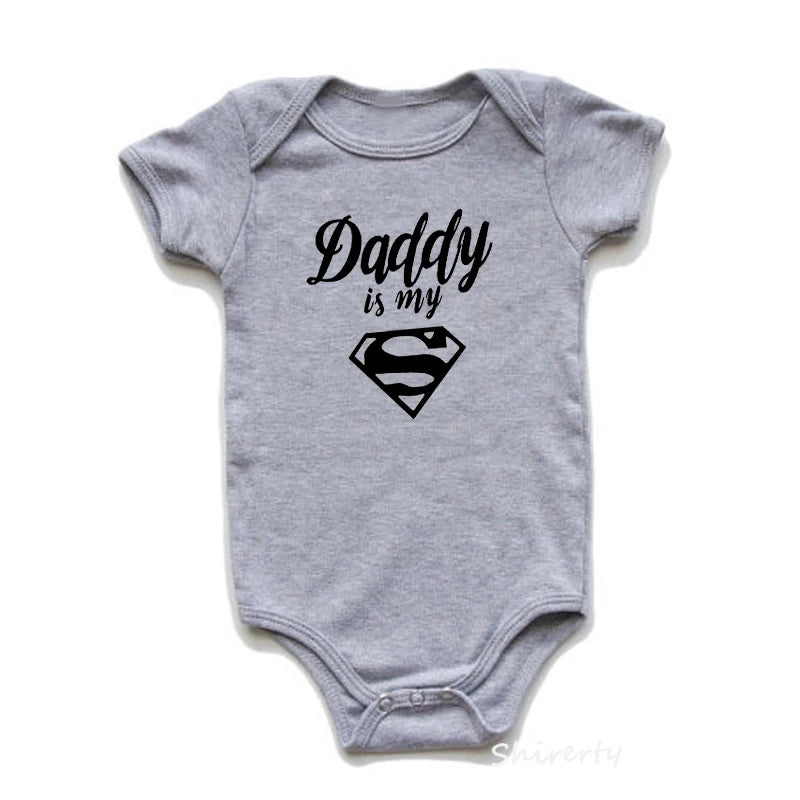 Baby Rompers Newborn Baby Boys Girls Clothes Daddy Is My Hero Funny Print Infant Baby Jumpsuit Cute Casual Baby Sleepwear 0-18M