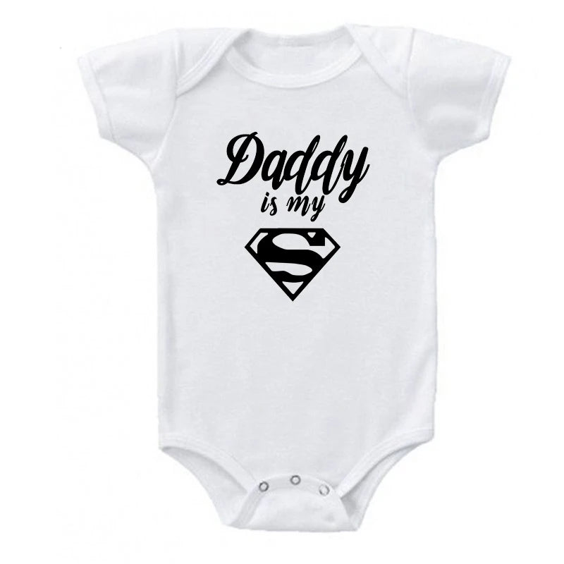 Baby Rompers Newborn Baby Boys Girls Clothes Daddy Is My Hero Funny Print Infant Baby Jumpsuit Cute Casual Baby Sleepwear 0-18M