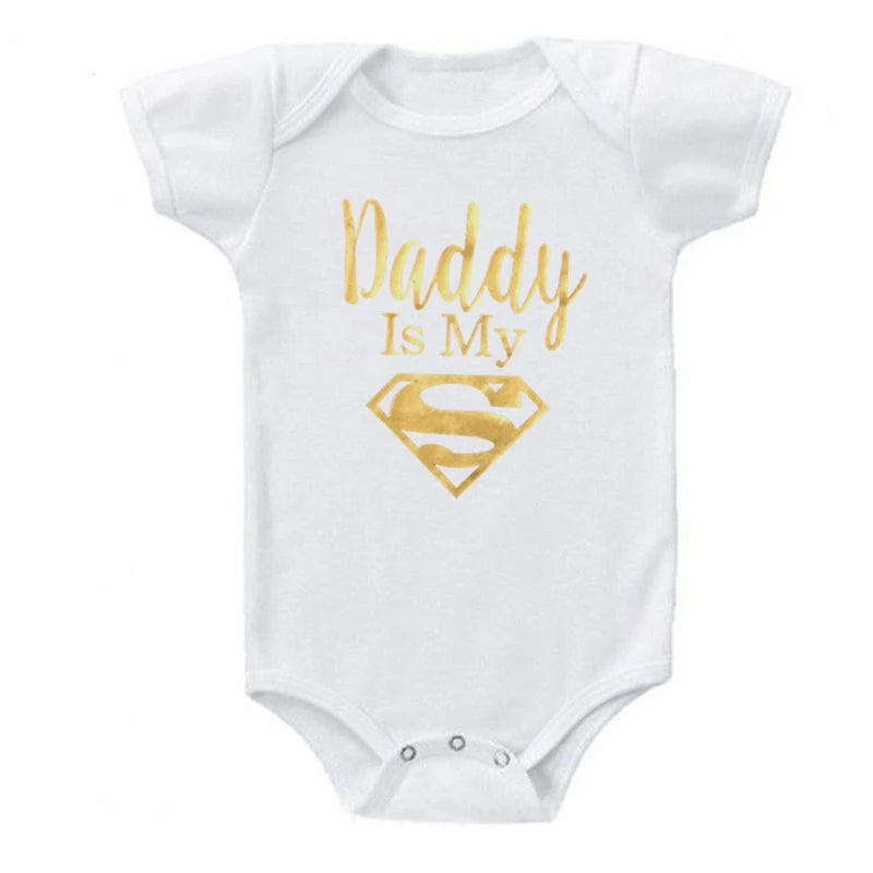 Baby Rompers Newborn Baby Boys Girls Clothes Daddy Is My Hero Funny Print Infant Baby Jumpsuit Cute Casual Baby Sleepwear 0-18M