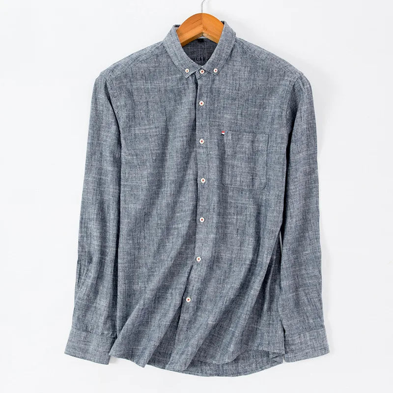 Lynett Lamar Men's Cotton Linen Long Sleeve Casual Shirt — Breathable Relaxed Fit Smart Casual