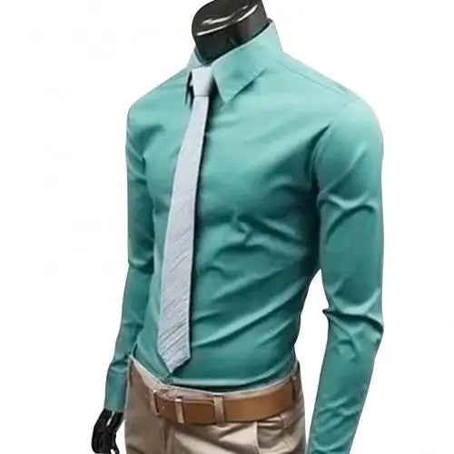 M - 5XL Men Business Shirt Long Sleeved Slim Solid Color Casual Plus Size Social Men Shirt рубашка мужская camisa masculina