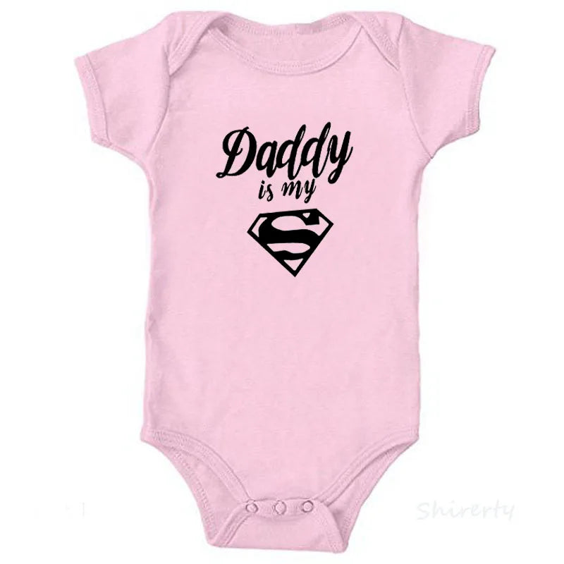Baby Rompers Newborn Baby Boys Girls Clothes Daddy Is My Hero Funny Print Infant Baby Jumpsuit Cute Casual Baby Sleepwear 0-18M
