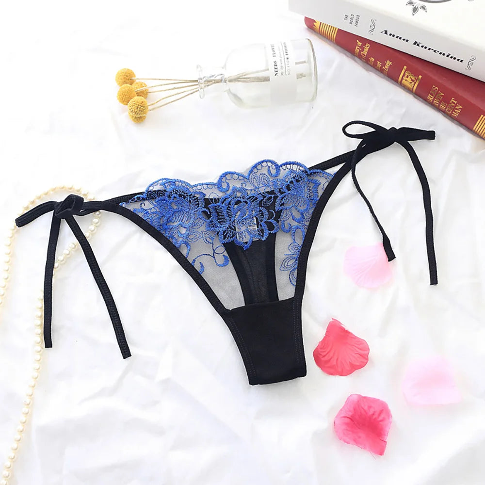 Women Sexy Underpant The embroidery lace Panties Girls Transparent bowknot Briefs Female printing Underwear fashion Lingerie