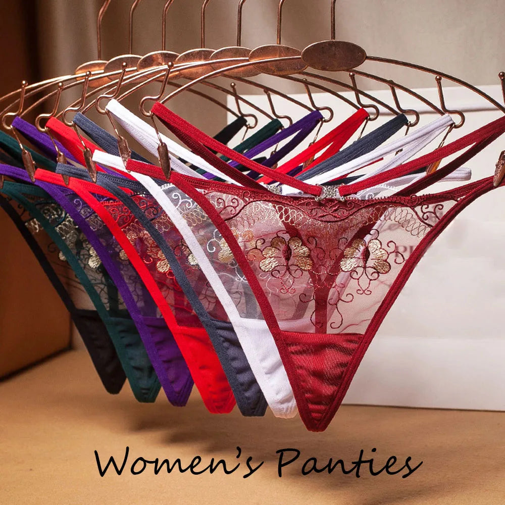 Women Sexy Underpant The embroidery lace Panties Girls Transparent bowknot Briefs Female printing Underwear fashion Lingerie