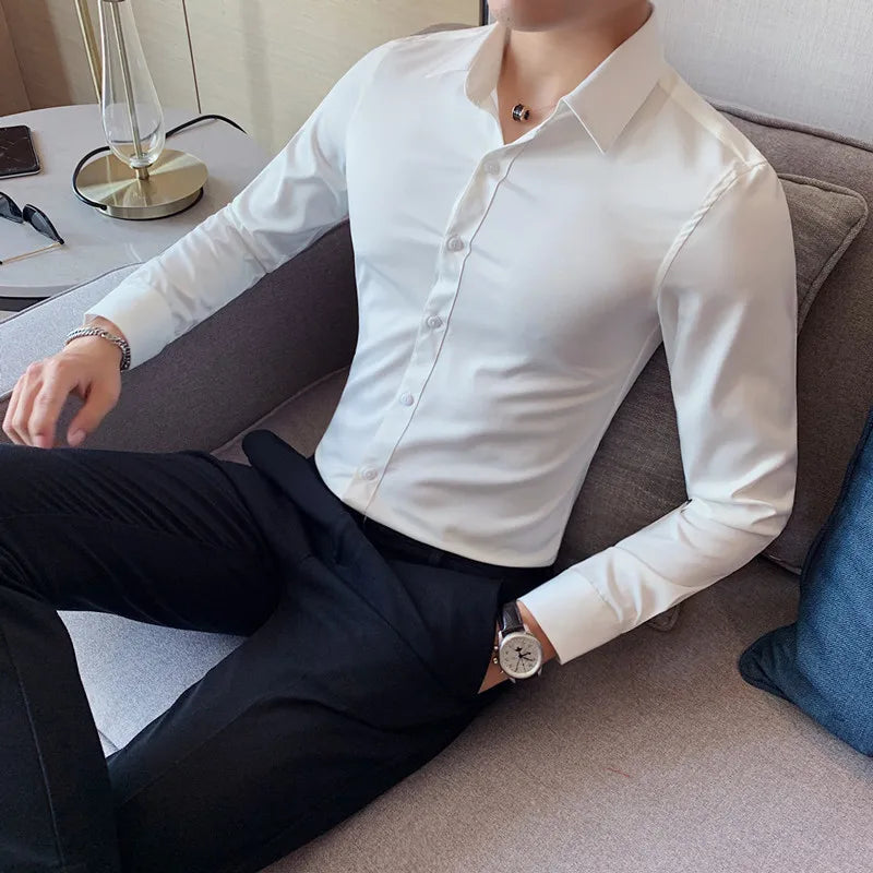 Lynett Lamar Men's Slim Fit Long Sleeve Business Shirt — Four Season Formal S–7XL