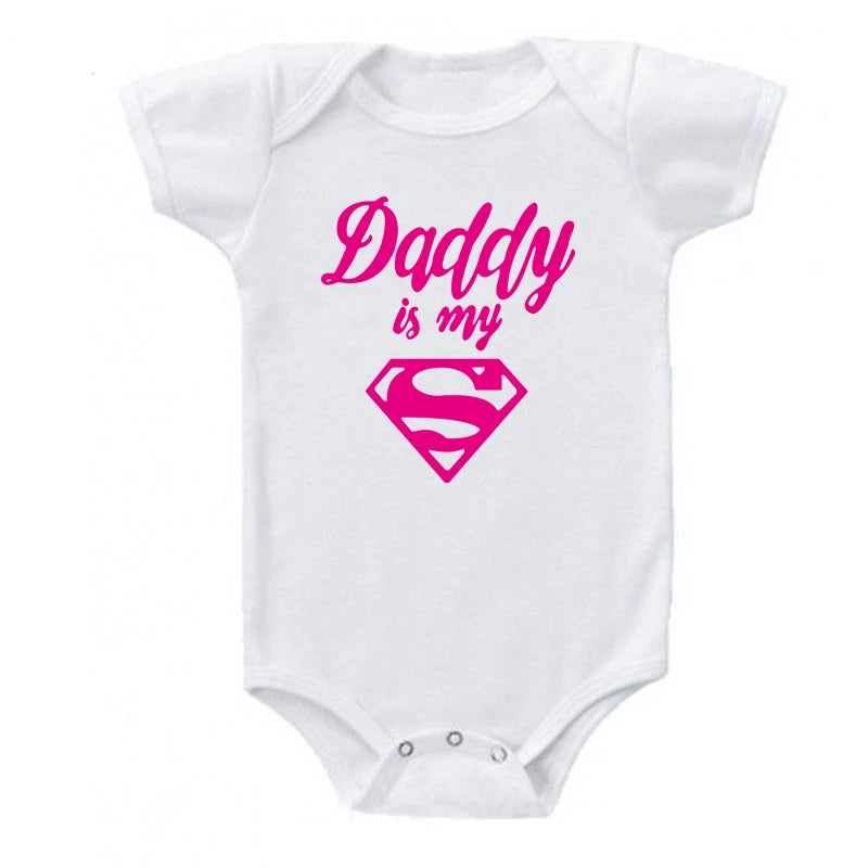 Baby Rompers Newborn Baby Boys Girls Clothes Daddy Is My Hero Funny Print Infant Baby Jumpsuit Cute Casual Baby Sleepwear 0-18M