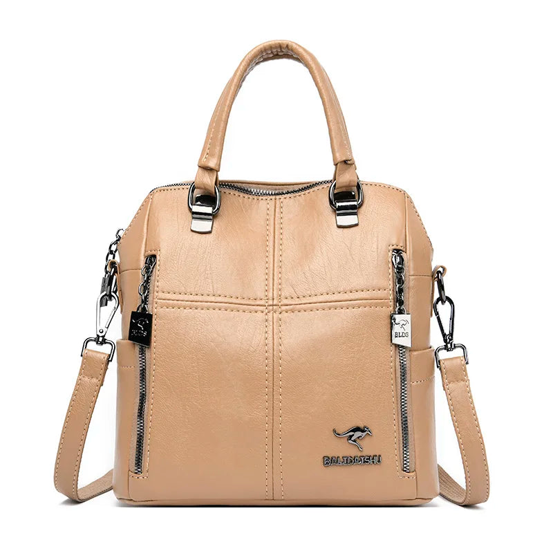 2023 New High Quality Leather Backpack Women Shoulder Bags Multifunction Travel Backpack School Bags for Girls Bagpack Mochila