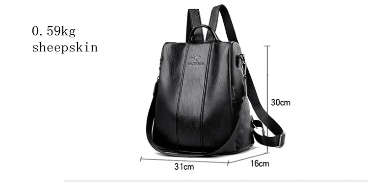 Anti-theft leather backpack women vintage shoulder bag ladies high capacity travel backpack school bags girls mochila feminina