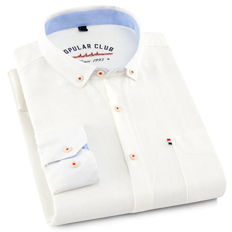Lynett Lamar Men's Cotton Linen Long Sleeve Casual Shirt — Breathable Relaxed Fit Smart Casual