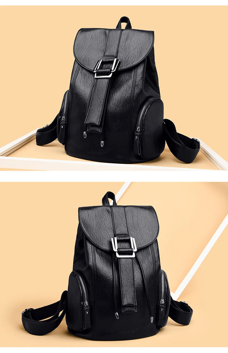 High Quality Leather Backpack Woman New Arrival Fashion Female Backpack String Bags Large Capacity School Bag Mochila Feminina