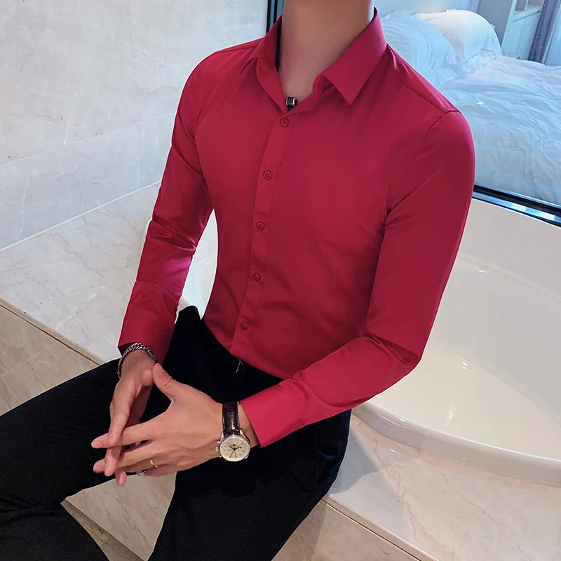 Lynett Lamar Men's Slim Fit Long Sleeve Business Shirt — Four Season Formal S–7XL