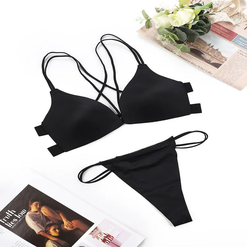 Women Bra And Panties Set Sexy Backless Set Sexy G-String Seamless Bra Thong Sexy Lingerie Set Top Underwear Intimates