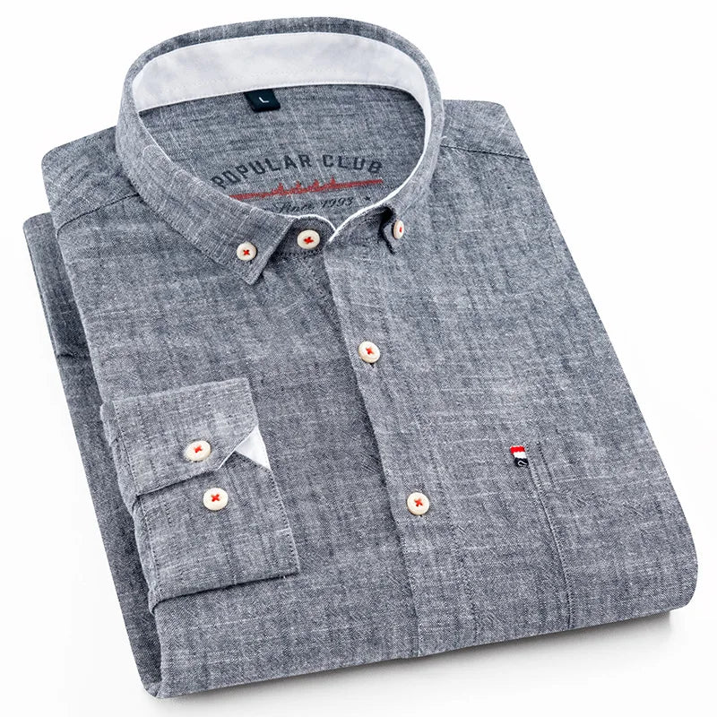 Lynett Lamar Men's Cotton Linen Long Sleeve Casual Shirt — Breathable Relaxed Fit Smart Casual