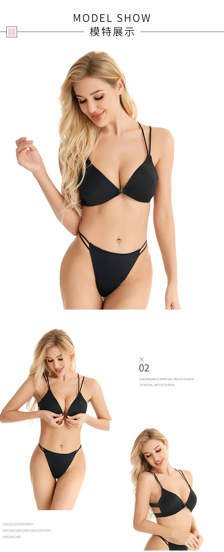 Women Bra And Panties Set Sexy Backless Set Sexy G-String Seamless Bra Thong Sexy Lingerie Set Top Underwear Intimates