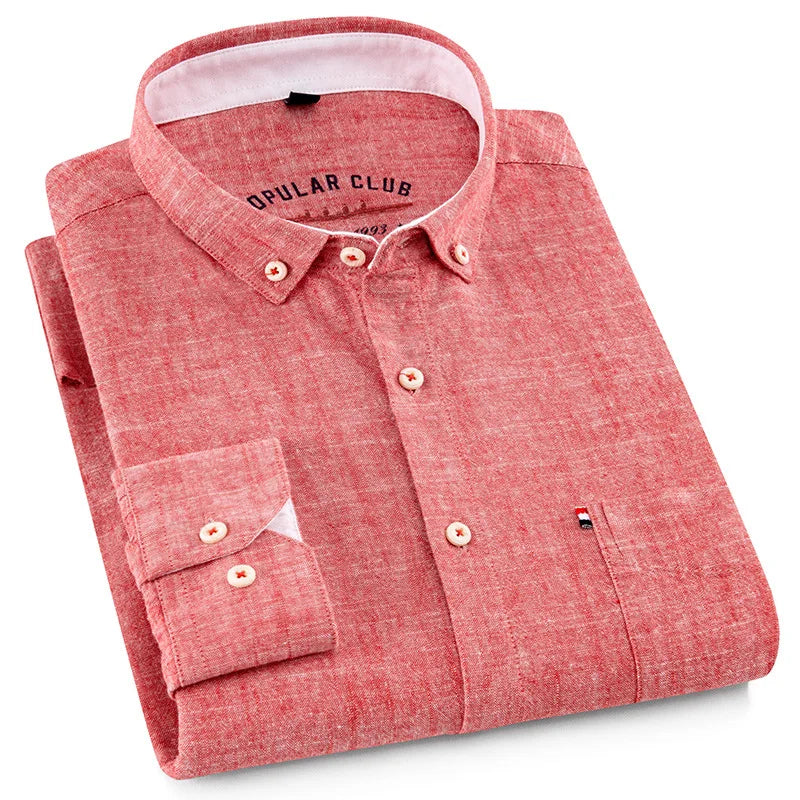 Lynett Lamar Men's Cotton Linen Long Sleeve Casual Shirt — Breathable Relaxed Fit Smart Casual