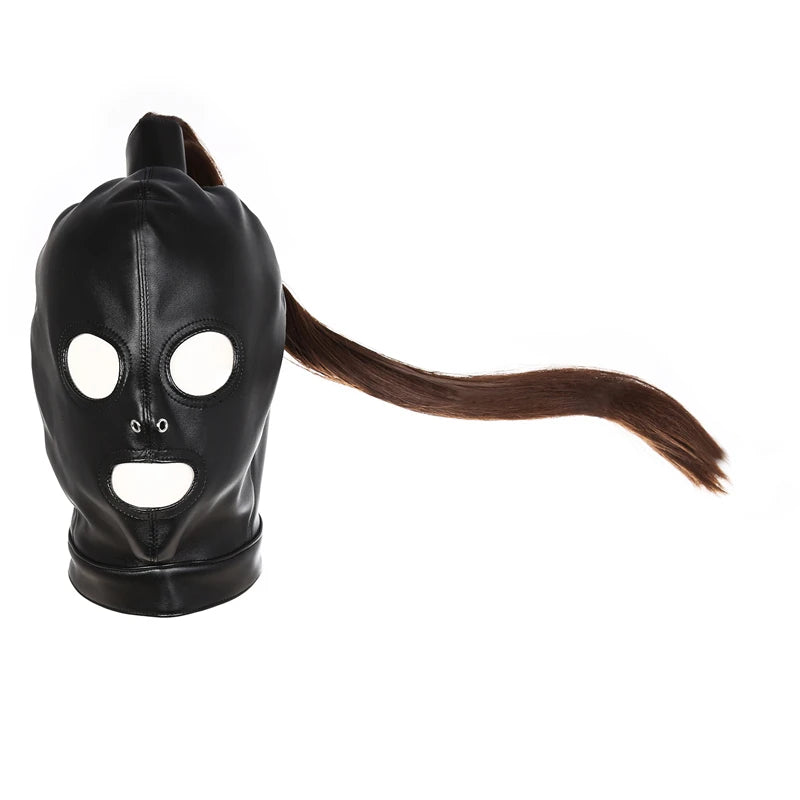 Adult Toys Sex Products Bdsm Mask Sex Toy Female Leather Head Mask with Wigs Slave Props Adult Games Sex Shop Toys for Adults 18