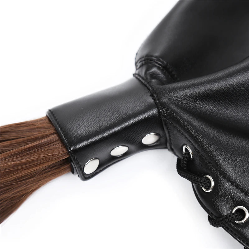 Adult Toys Sex Products Bdsm Mask Sex Toy Female Leather Head Mask with Wigs Slave Props Adult Games Sex Shop Toys for Adults 18