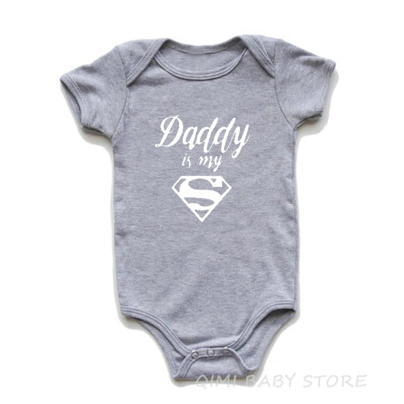 Baby Rompers Newborn Baby Boys Girls Clothes Daddy Is My Hero Funny Print Infant Baby Jumpsuit Cute Casual Baby Sleepwear 0-18M