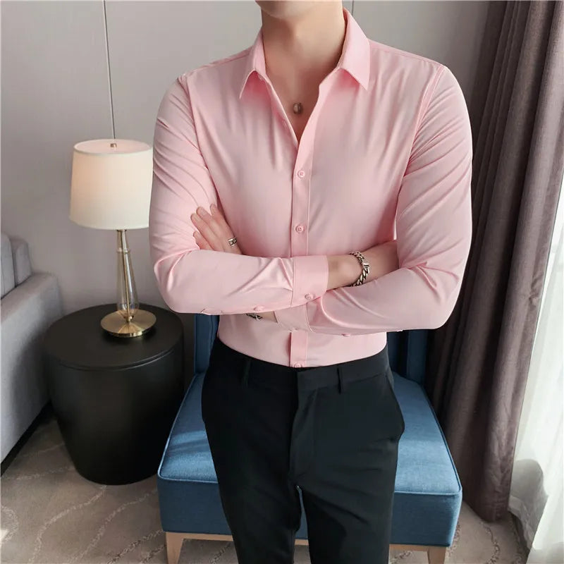 Lynett Lamar Men's Slim Fit Long Sleeve Business Shirt — Four Season Formal S–7XL