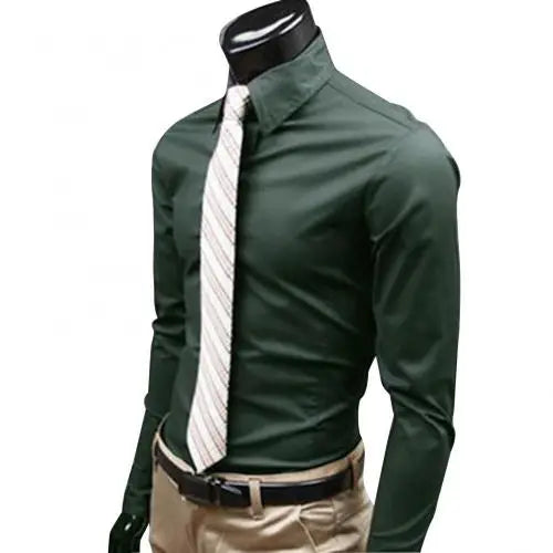 M - 5XL Men Business Shirt Long Sleeved Slim Solid Color Casual Plus Size Social Men Shirt рубашка мужская camisa masculina