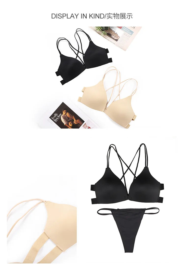 Women Bra And Panties Set Sexy Backless Set Sexy G-String Seamless Bra Thong Sexy Lingerie Set Top Underwear Intimates