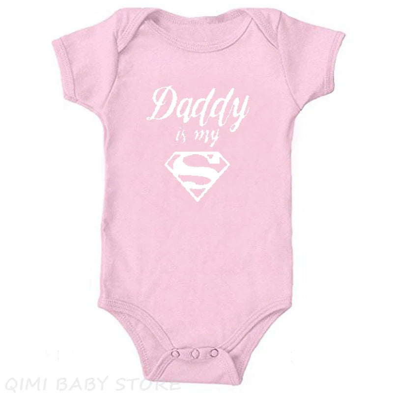 Baby Rompers Newborn Baby Boys Girls Clothes Daddy Is My Hero Funny Print Infant Baby Jumpsuit Cute Casual Baby Sleepwear 0-18M