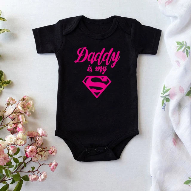 Baby Rompers Newborn Baby Boys Girls Clothes Daddy Is My Hero Funny Print Infant Baby Jumpsuit Cute Casual Baby Sleepwear 0-18M