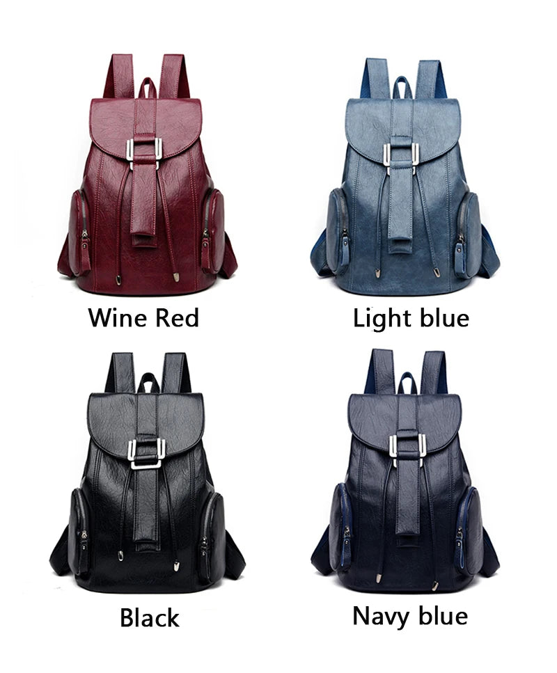 High Quality Leather Backpack Woman New Arrival Fashion Female Backpack String Bags Large Capacity School Bag Mochila Feminina