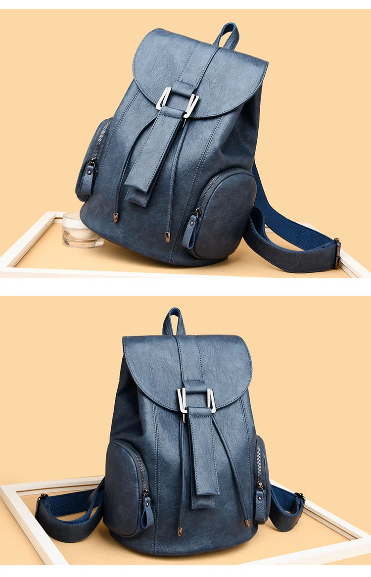High Quality Leather Backpack Woman New Arrival Fashion Female Backpack String Bags Large Capacity School Bag Mochila Feminina