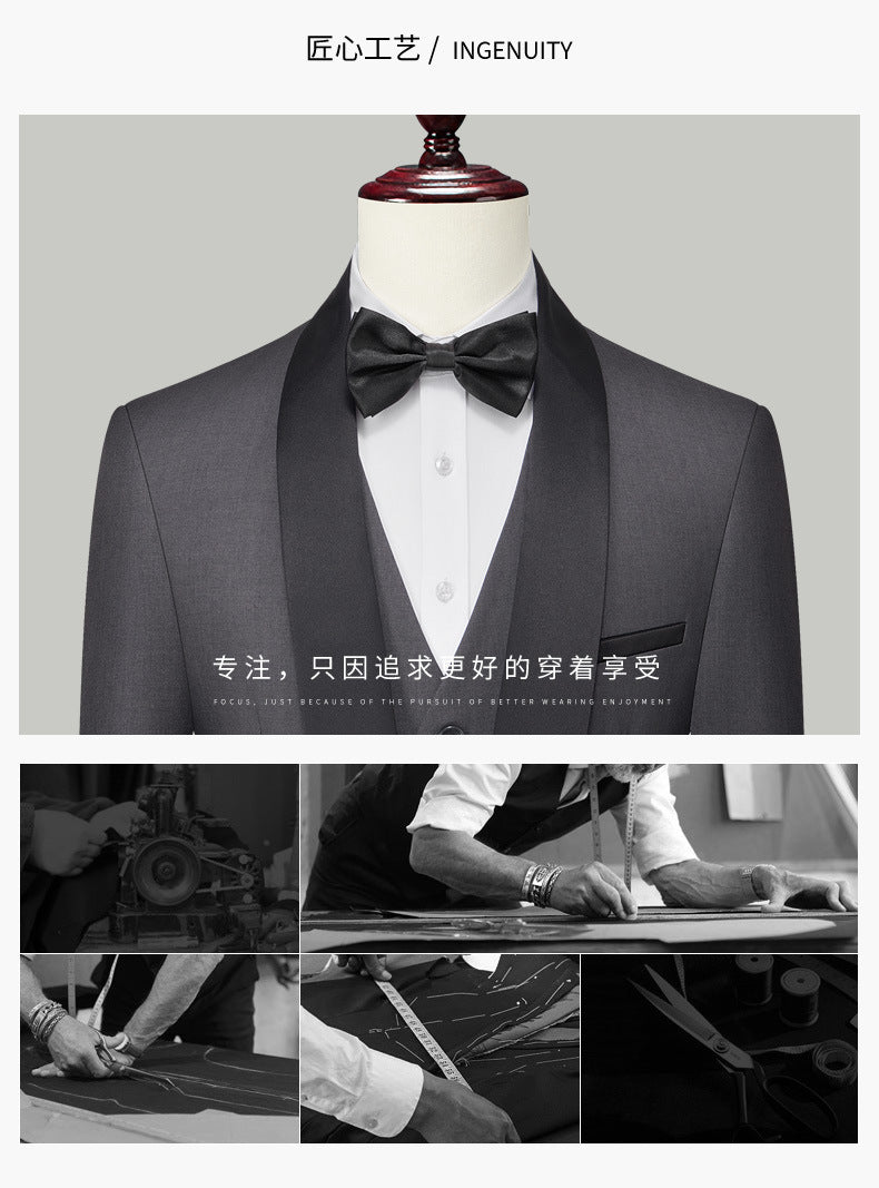 Men's Casual Business Have Smoking Suit High End Brand Boutique Fashion Blazer Pants Groom Wedding Dress Party Suit