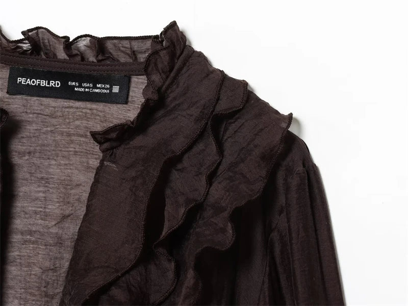 Women Shirt 2025 New Fashion Autumn Long Sleeve Layered Decorative Blouse for Women Casual Chic V-neck Ladies Top