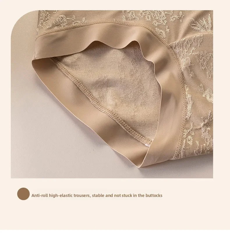 Women's underwear: Comfortable nylon jacquard mid-waist, extended inner rib, hip-hugging, large size triangle