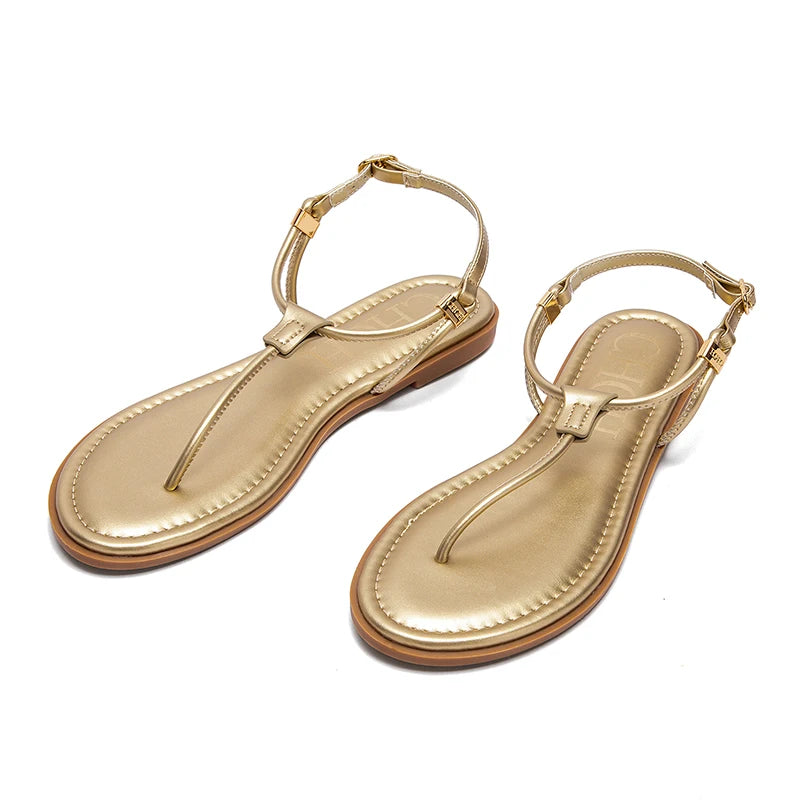 CHCH Women's Flat Sandals Summer Minimalist Toe Beach Shoes Vacation Outdoor