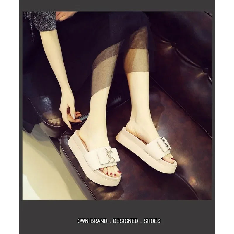 Slippers Summer Shoes Women Platform Design Slides Fashion Letters Ladies Shoes Casual Slipper Outside Non-slip Slippers Sandals