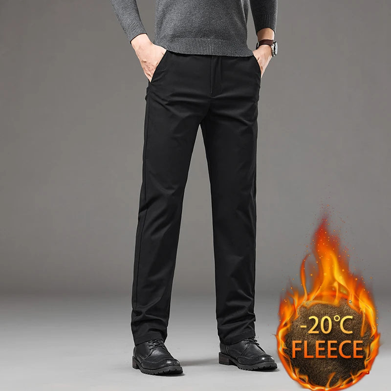 Business Loose Straight-leg Plus-size Men's Slim-fitting All-match Suit Trousers Slacks Business Plush Slacks  Plush Man Pants