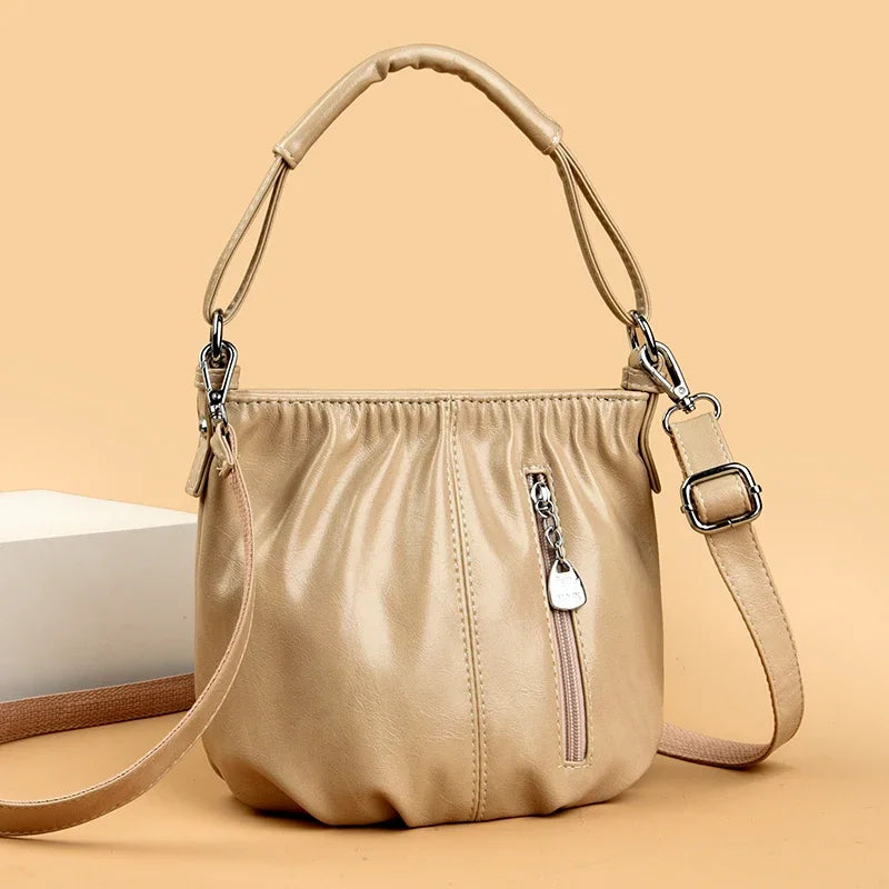 Women's Bag Bucket bag Handbags Female Handbags Retro Solid Color PU Leather Shoulder Underarm Bags Ladies Shopper Hobos Bags