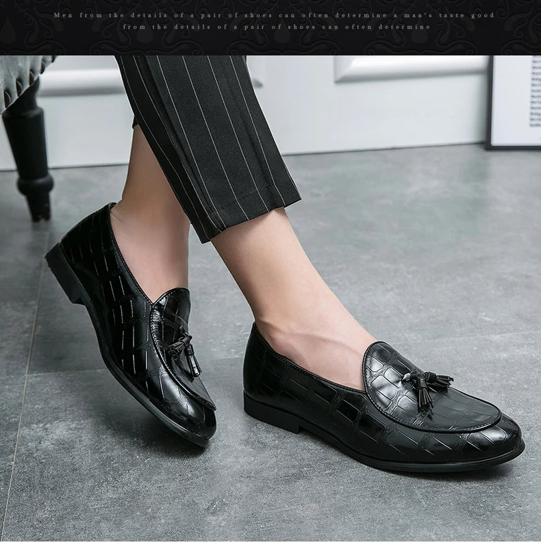 Wedding Shoes For Men Slip On Loafers Trend Tassels Leather Shoes Male Men’s Dress Shoes Business Shoes Men British Style Formal